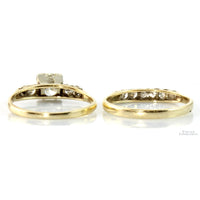 Circa 1940s .85ctw Diamond 14K Yellow Gold Wedding Ring Set