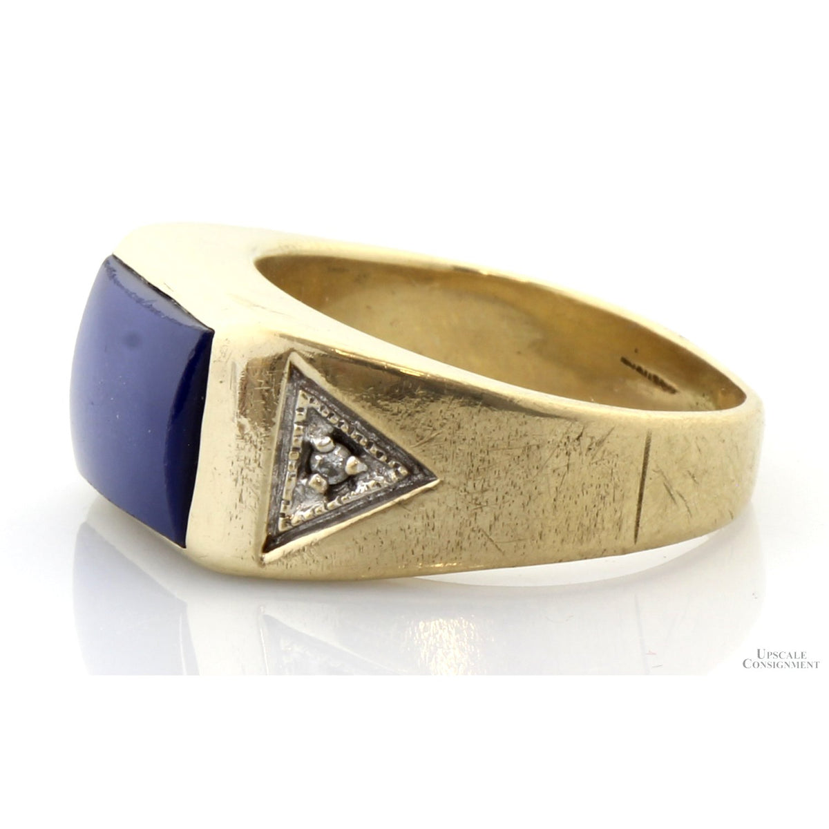 Vintage 10K Gold Natural Blue Star Sapphire & Diamond Gent's Ring
