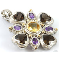 Sterling Silver & 14K Gold 17ctw Gemstone Pendant & Brooch