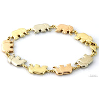 Italian Milros 14K Tri-Gold Elephant Link Bracelet - 11.30G