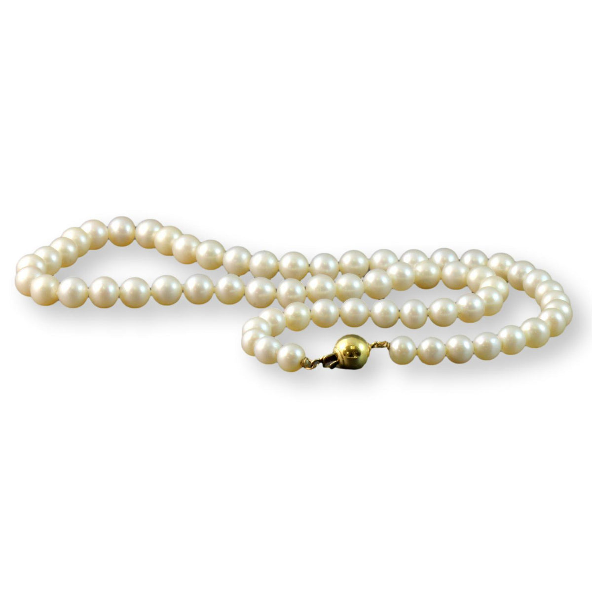 7mm Akoya Saltwater Pearl Necklace - 14K Gold Ball Clasp