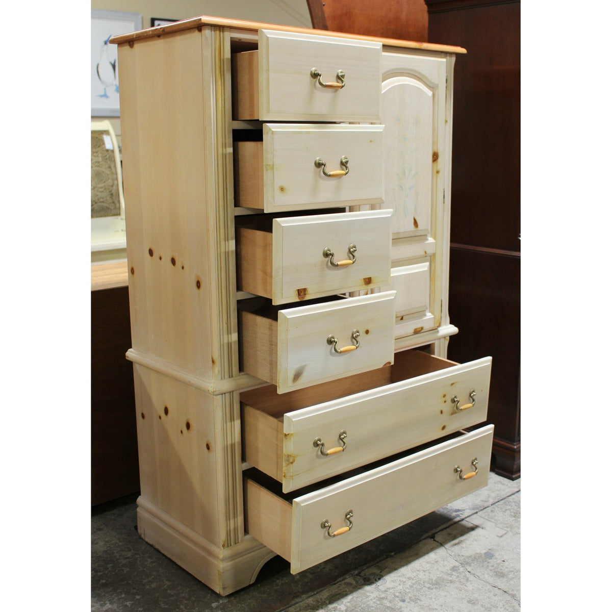 Cream 2-Tone Armoire Chest of Drawers
