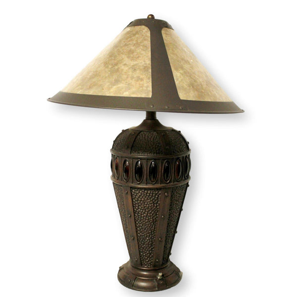 Bronze Tone Table Lamp w/Mica Shade