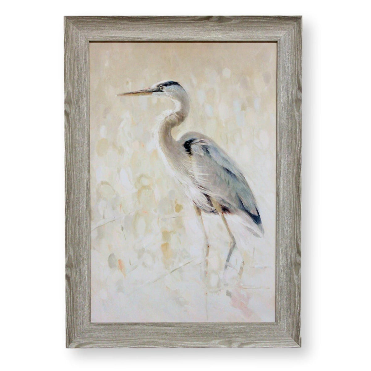 Framed Retouched Print - Left Facing White Heron