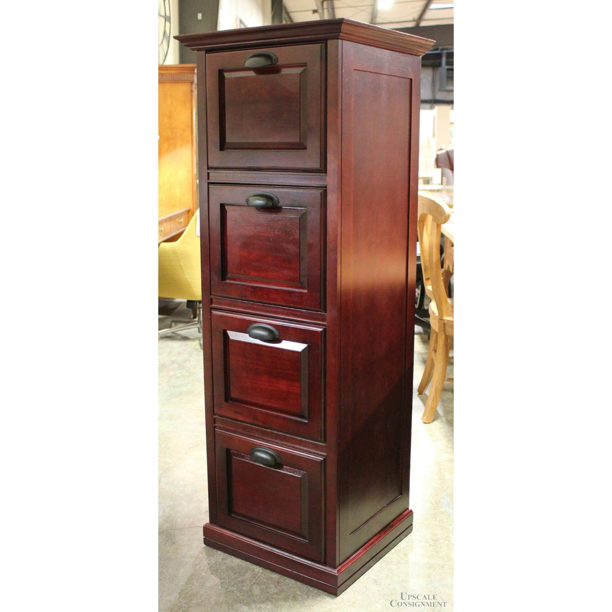Dark Cherry Finish 4 Drawer File Cabinet