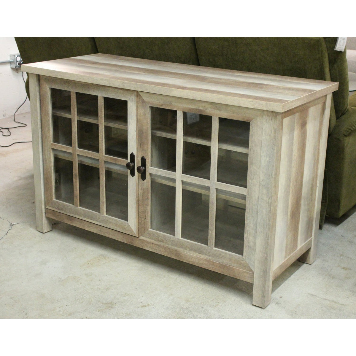 Whalen Furn. Beachwood Glass Door Cabinet