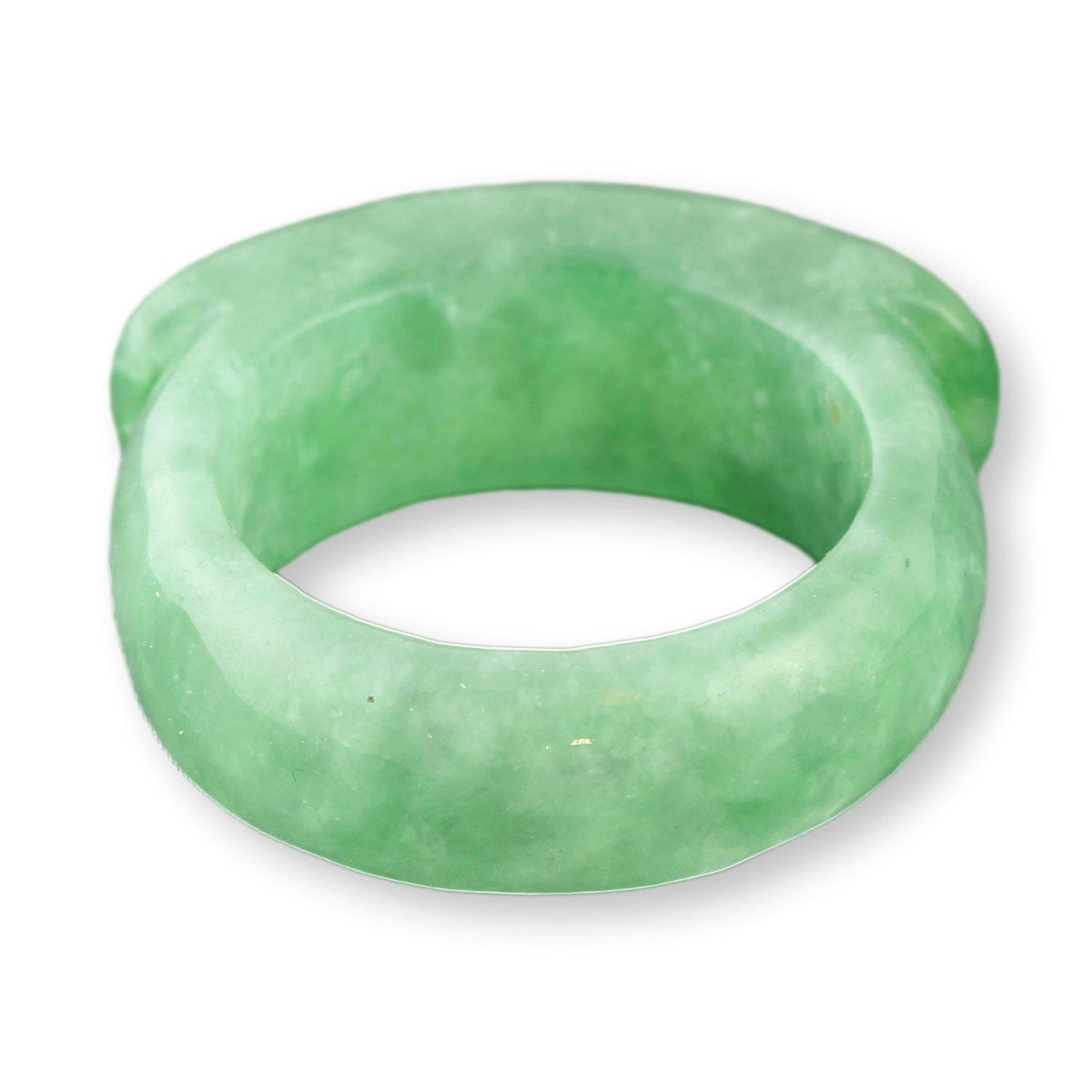 Deep Green Jadeite Saddle Band Bold Polished Jade|Rich Color