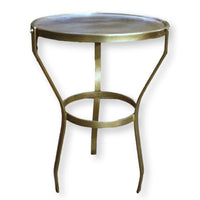 Round Brass Finish Accent Table