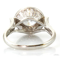 14K White Gold Round & Baguette CZ Tall Halo Ring