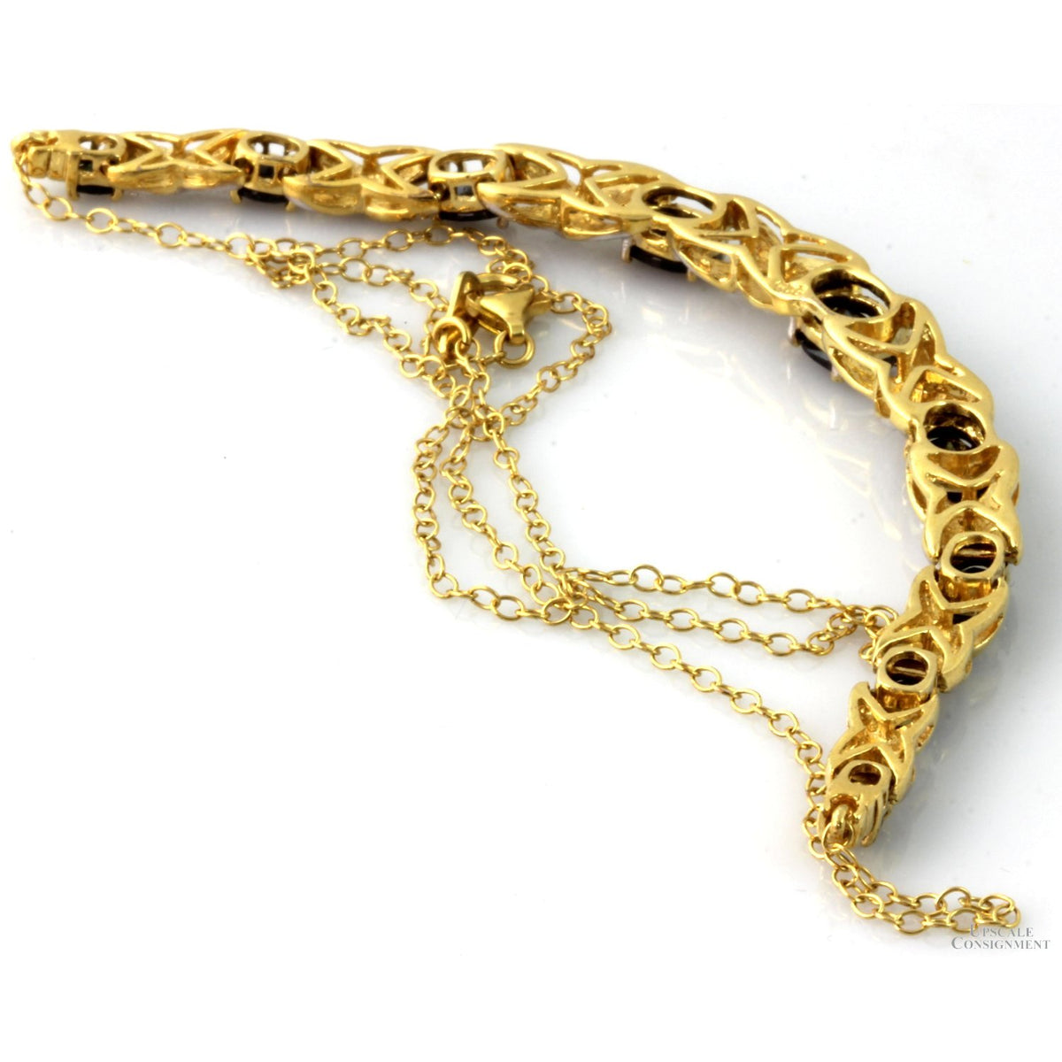 7ctw Black Sapphire Diamond 18K Gold Vermeil Necklace