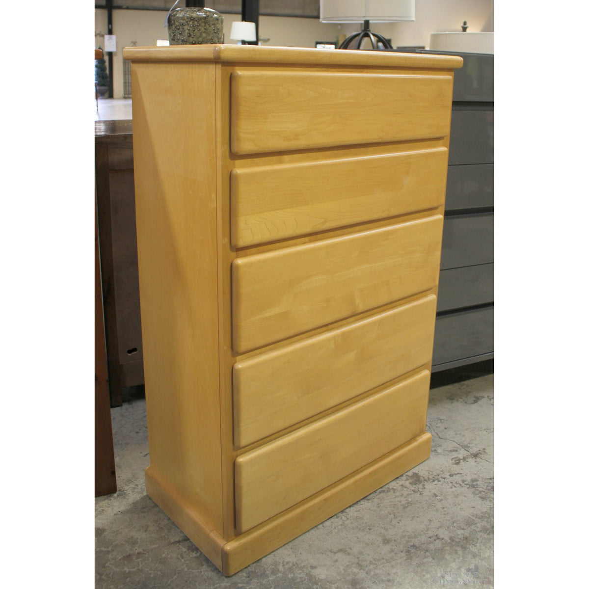 Blonde Wood 5 Drawer Chest of Drawers