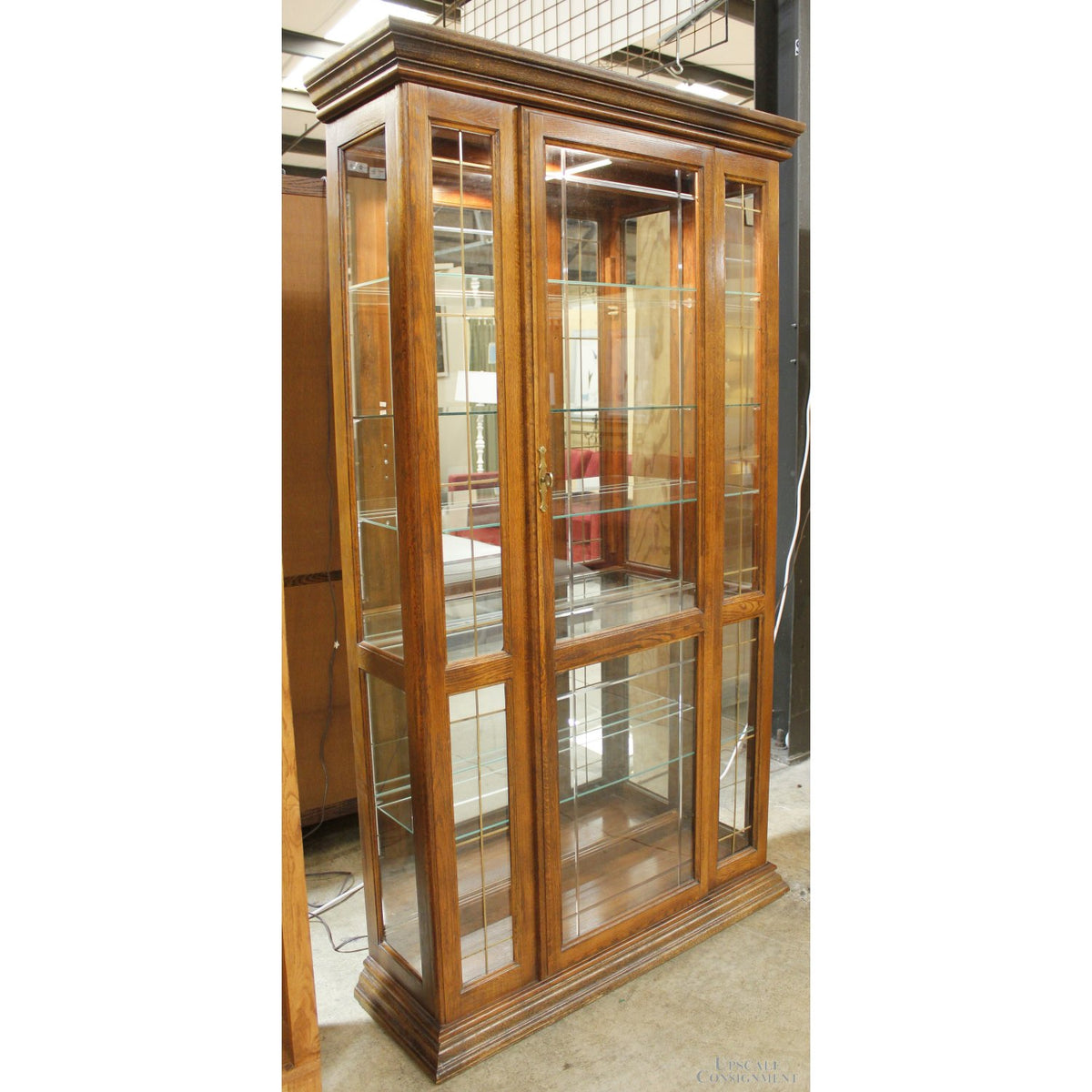 Oak & Etched Glass Curio Cabinet