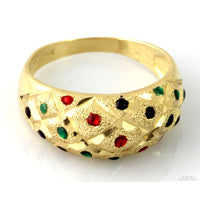 14K Two-Tone Gold Finish Ring - Enameled Jewels