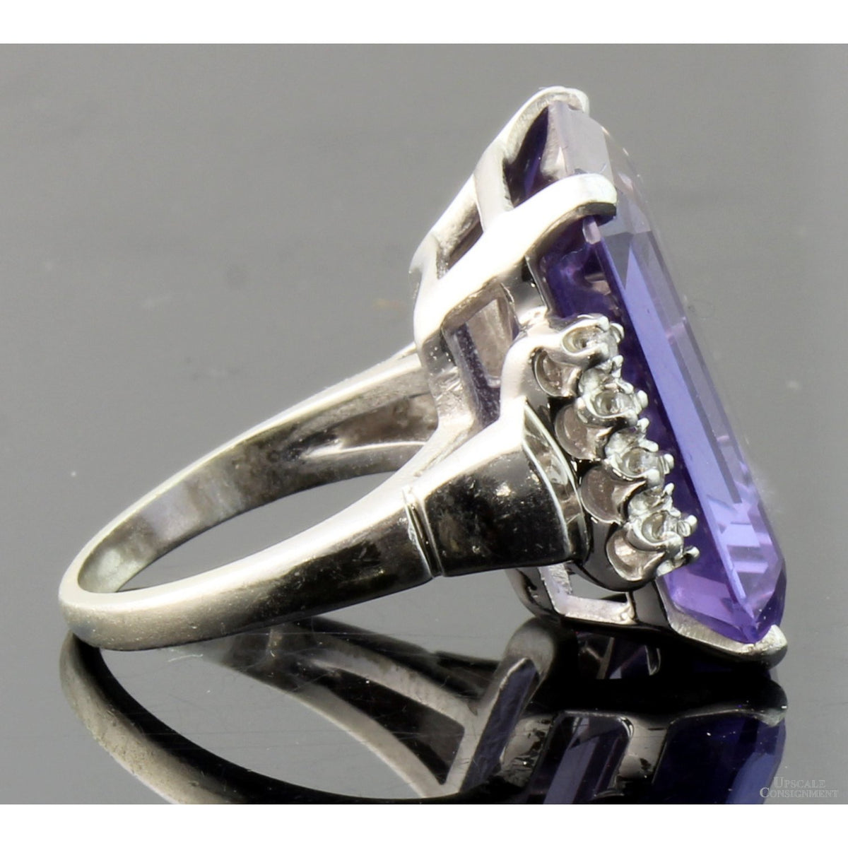 Created Purple Sapphire & White Sapphire 10K Gold Ring