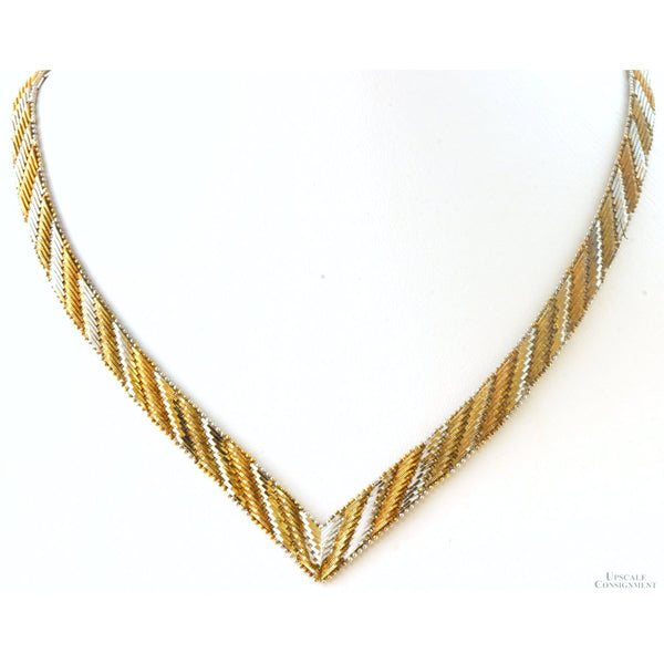 Vintage Italian Sterling Silver Tri-Color Necklace & Bracelet Set
