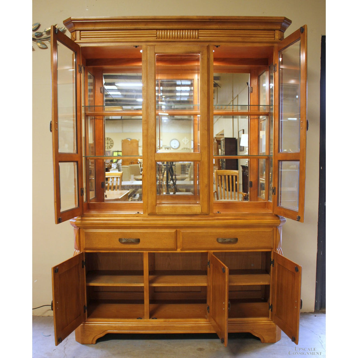 Honey Oak China Cabinet