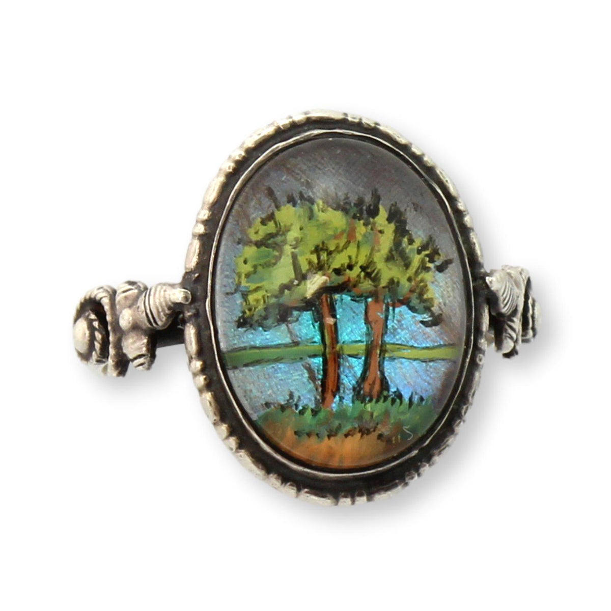 Sterling Silver Patent Assembled English Scenic Landscape Ring