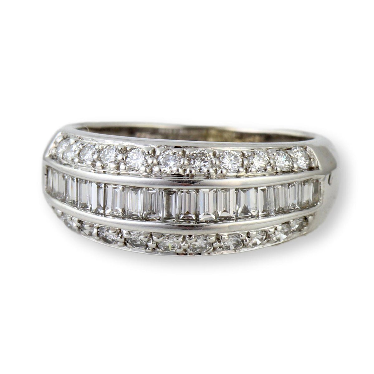 Elegant Three-Row 1 ctw Diamond Band in 14K White Gold