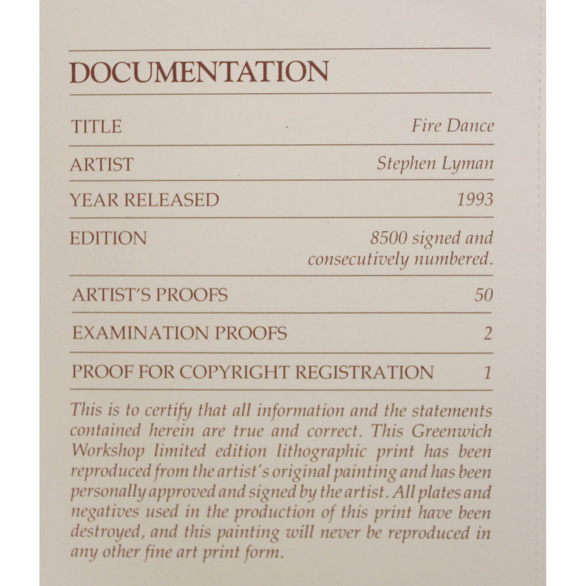 Framed Limited Edition Print "Fire Dance" by Stephen Lyman