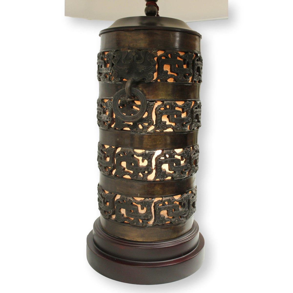 Bronze Asian Motif Table Lamp