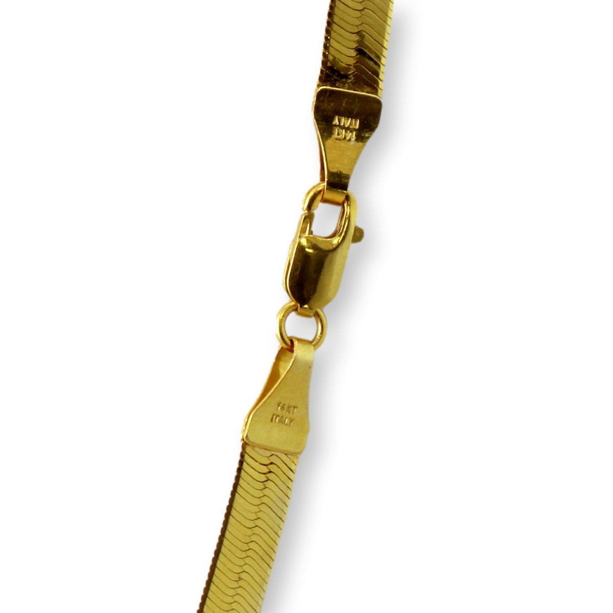 Vintage Italian 14K Gold 4mm Herringbone Chain Necklace
