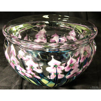 John Lotton Lavender & White Floating Iris Art Glass Bowl