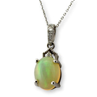 10K Gold Natural Opal Diamond Adjustable 16"-18"Length Chain