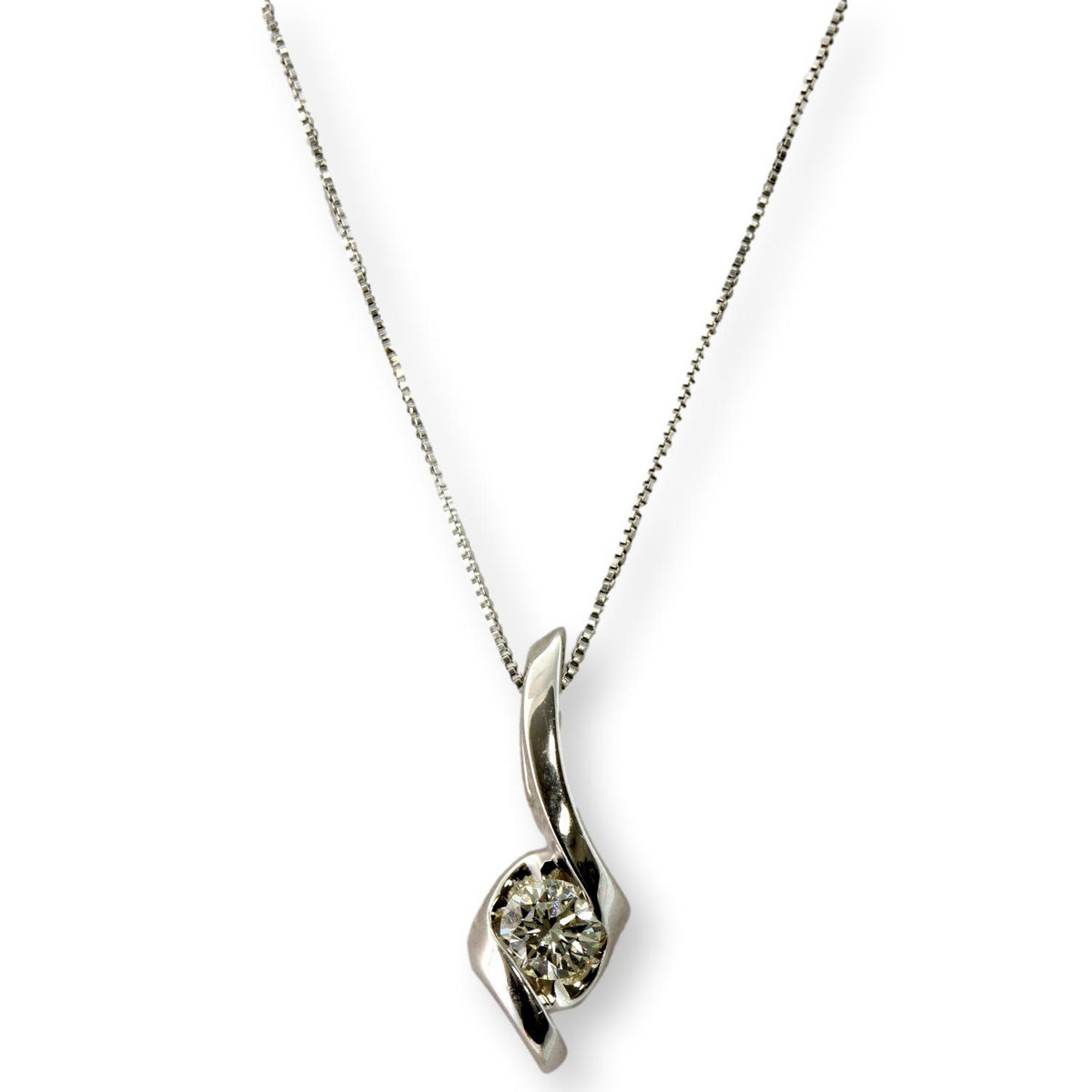 Sirana Collection 14K White Gold .25ct Diamond Pendant Necklace