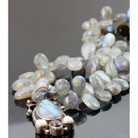 Sterling Silver Labradorite Pearl Amber Bead Pendant Necklace