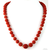 Red Cinnabar-Style Necklace & Earrings | Carved Shou Design