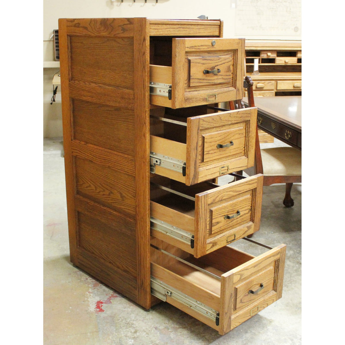 Dark Oak 4 Drawer File Cabinet