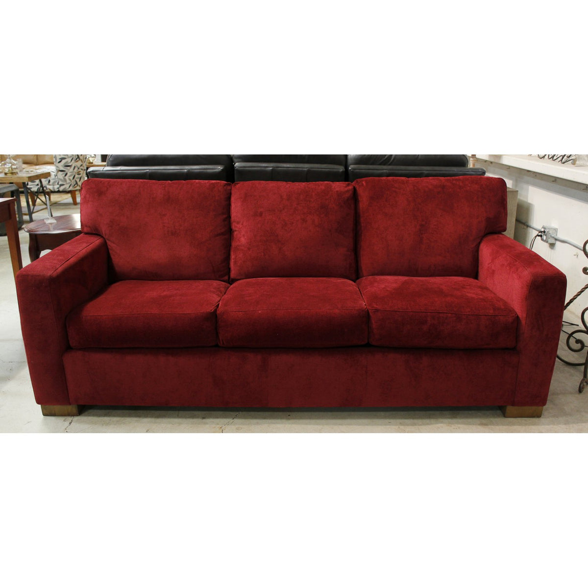 Flexsteel Dark Red Sofa w/Ottoman