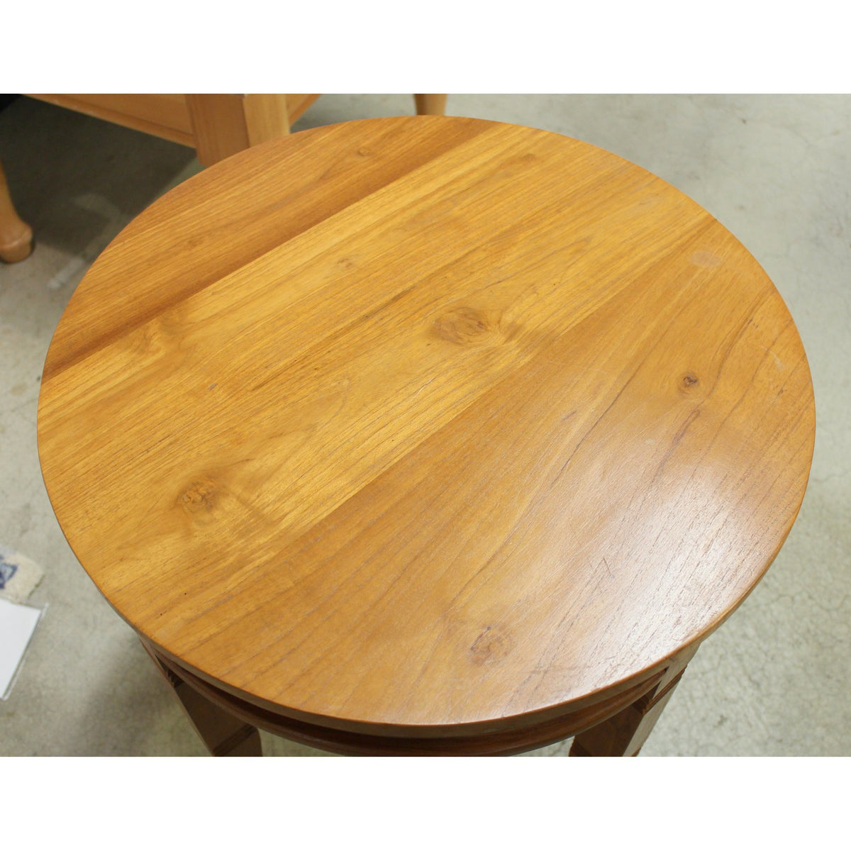 Round Solid Teak End Table