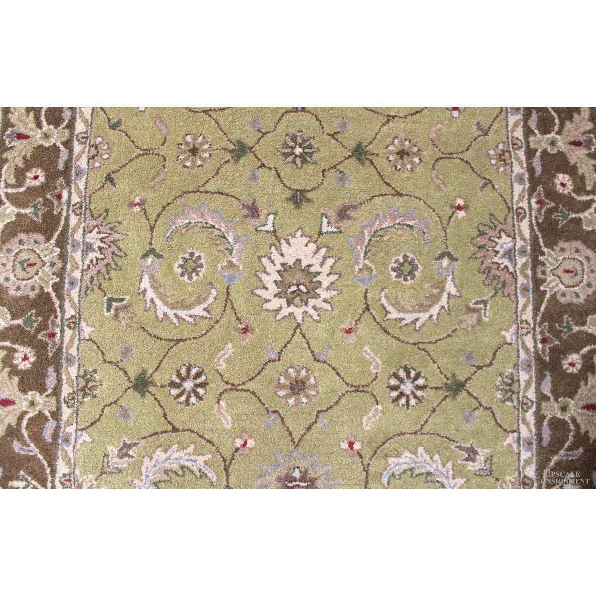 5' X 7' Green & Brown Wool Area Rug