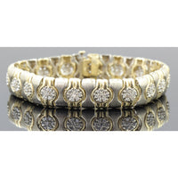 2.22ctw Diamond Cluster 14K Two-Tone Gold Bracelet