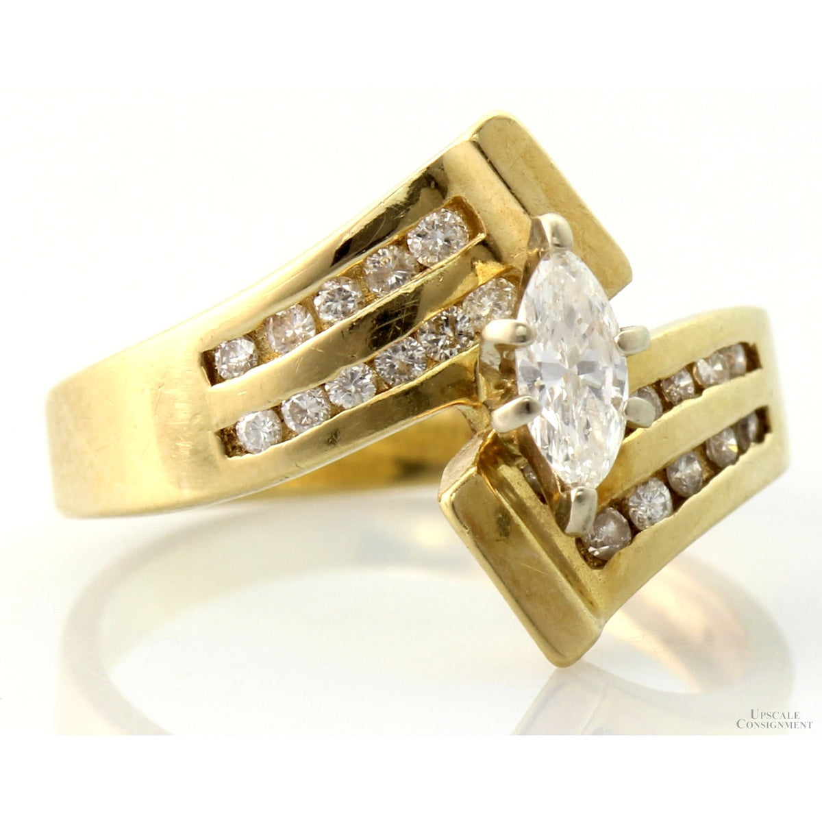 Marquise Diamond 14K Gold Ring with Diamond Accents