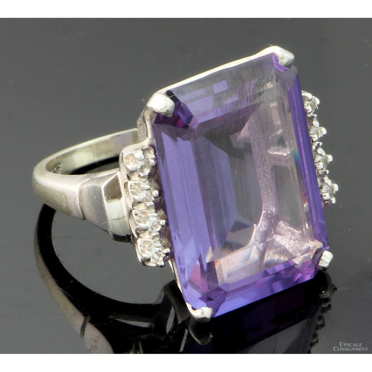 Created Purple Sapphire & White Sapphire 10K Gold Ring