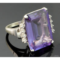 Created Purple Sapphire & White Sapphire 10K Gold Ring