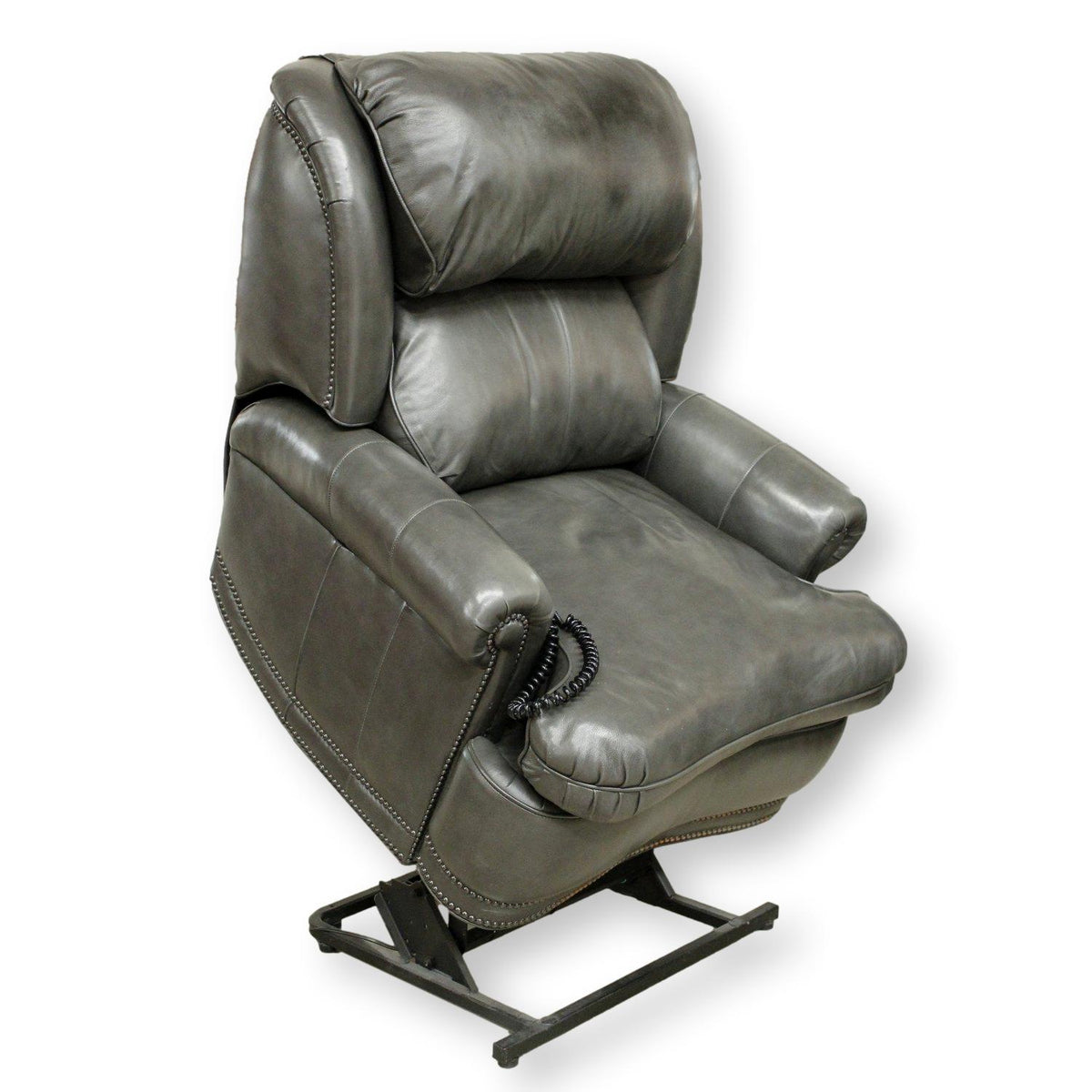 Dual Motor Gray Leather Power Lift Recliner