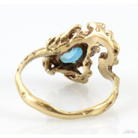 1.25ct Electric Blue Apatite 14K Gold Nugget Ring