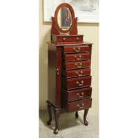 Cherry Jewelry Armoire w/Oval Mirror