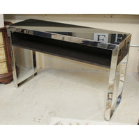 Modern Black Glass & Chrome Console Table