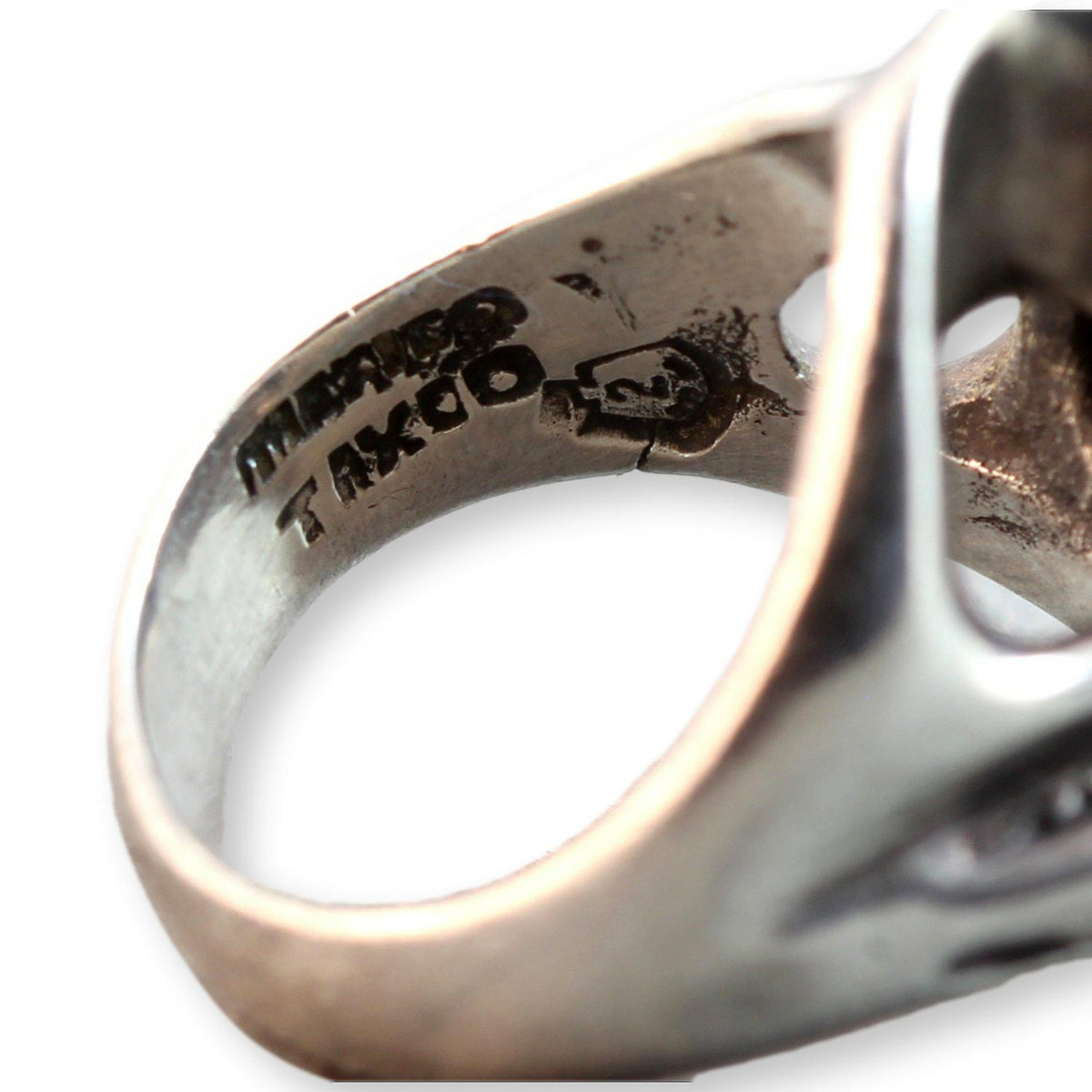 Modernist Fine 950 Silver Black Sapphire Ring by Mateo