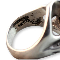 Modernist Fine 950 Silver Black Sapphire Ring by Mateo