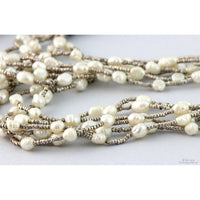Multi-Strand Freshwater Pearl & Garnet Sterling Silver Necklace