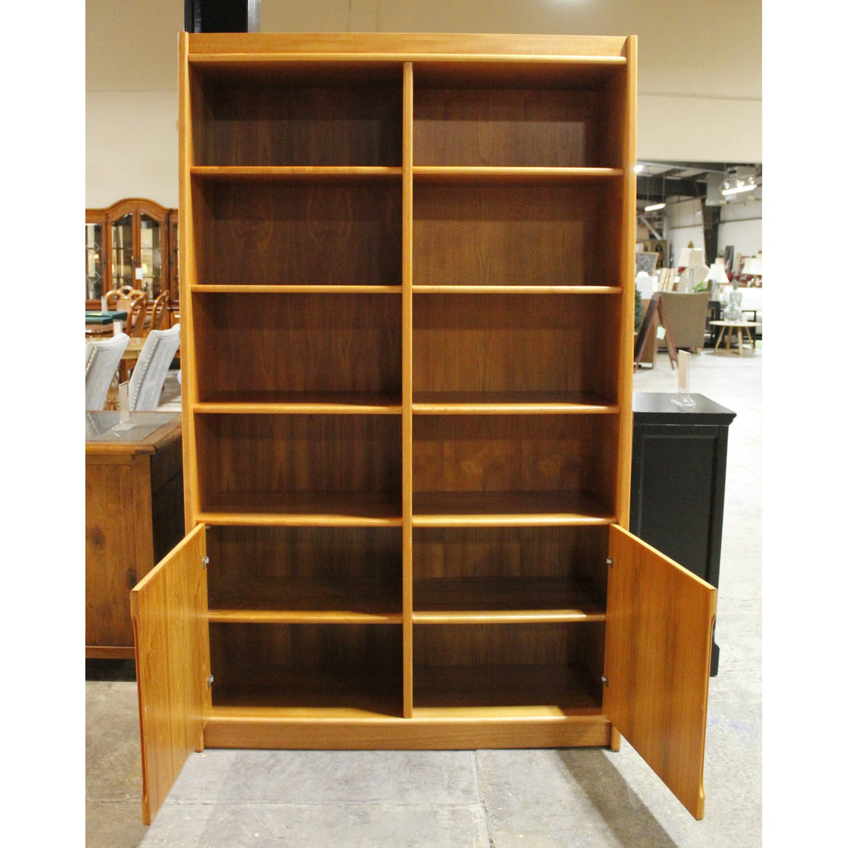 Teak Double Bookcase w/Cabinet