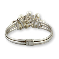 Cultured White Pearl Sterling Silver Clamper Bracelet