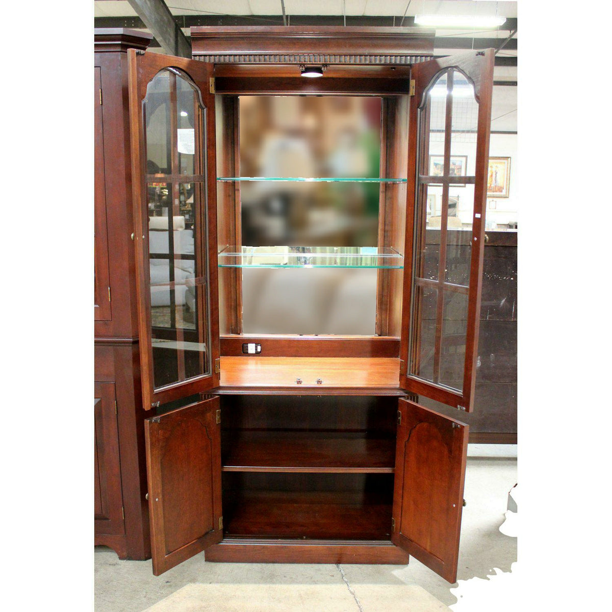 Lighted Mahogany Display Cabinet
