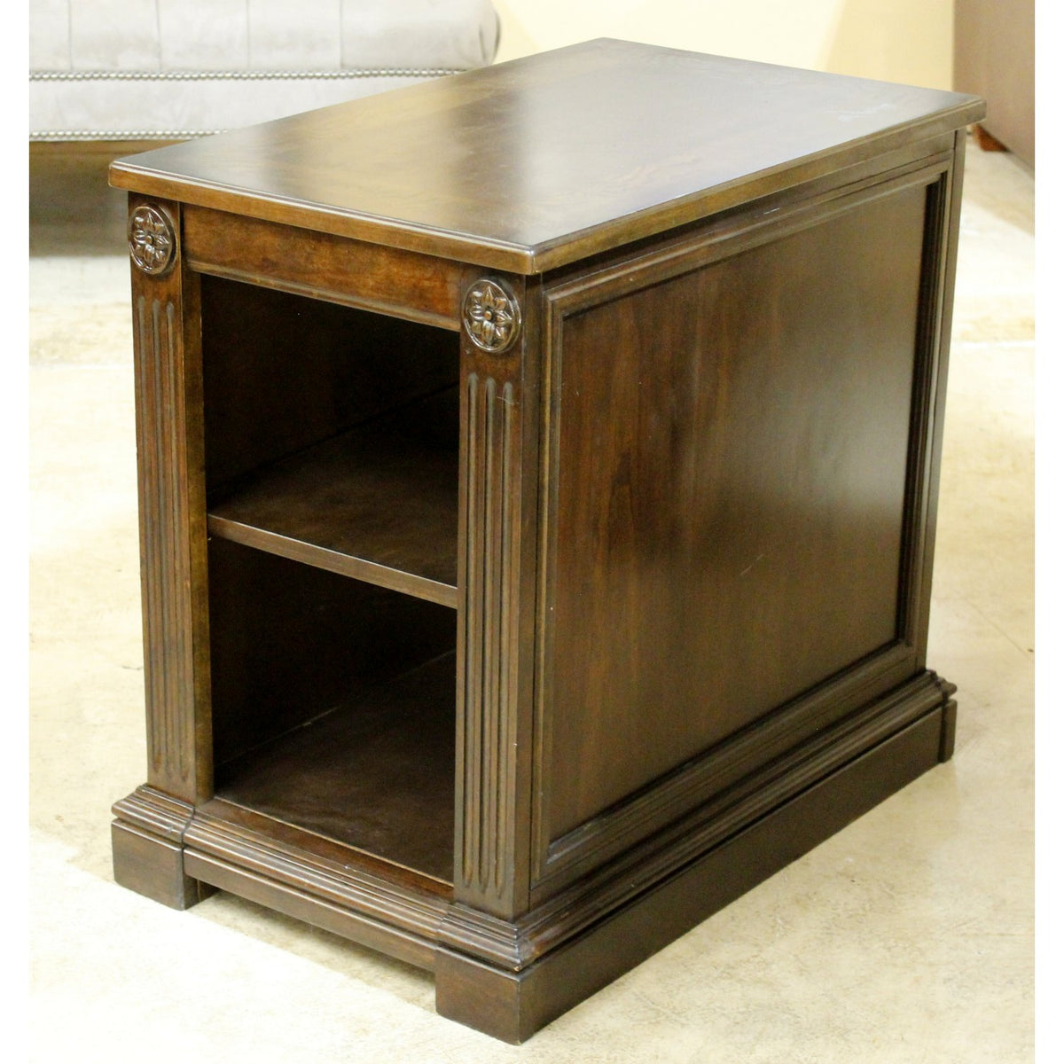 Walnut Inlaid Open Ended End Table