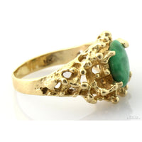 Vintage 14K Natural Jadeite Jade Ring | Pierced Openwork Design